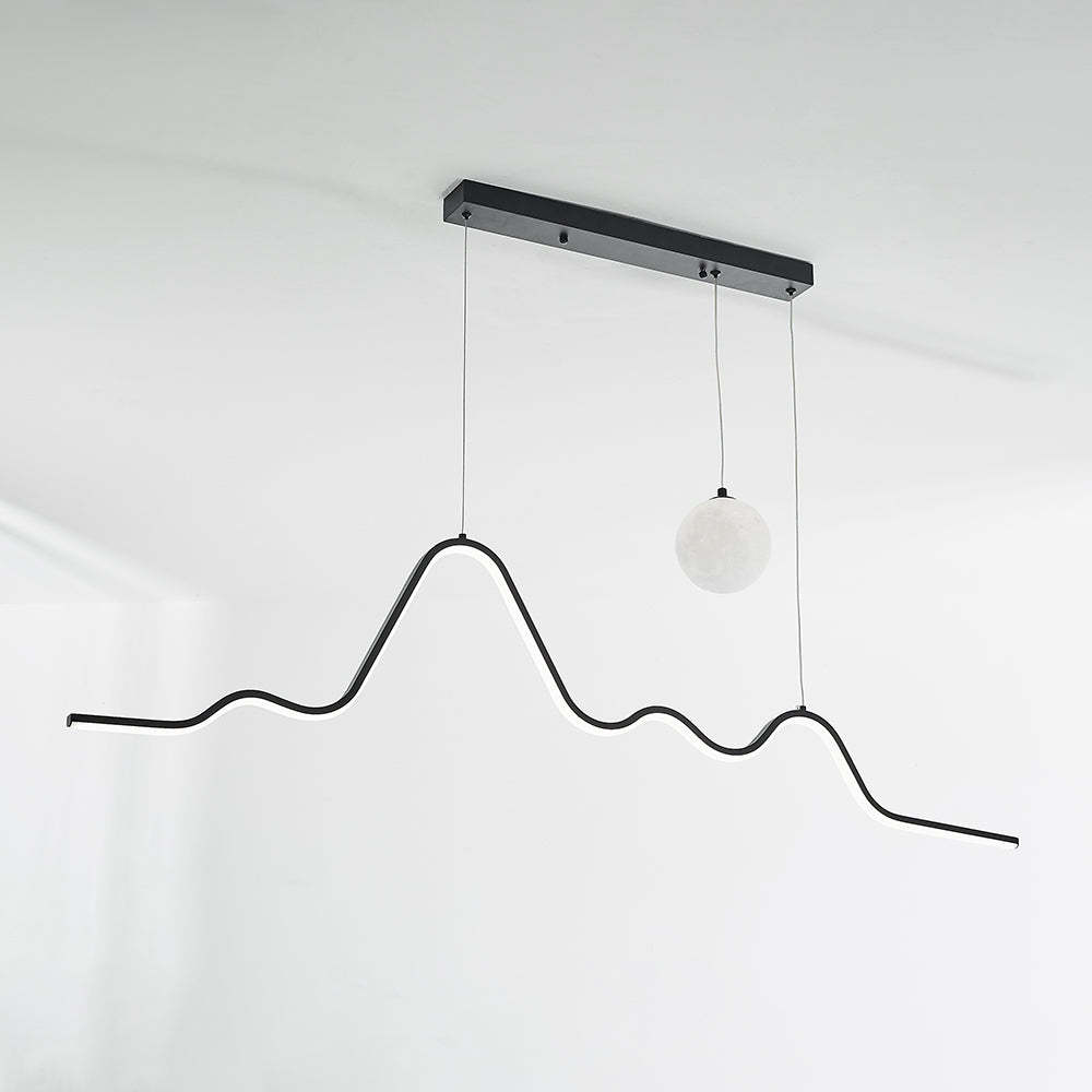 Black Louise wavy pendant light. Minimalist lighting solution.