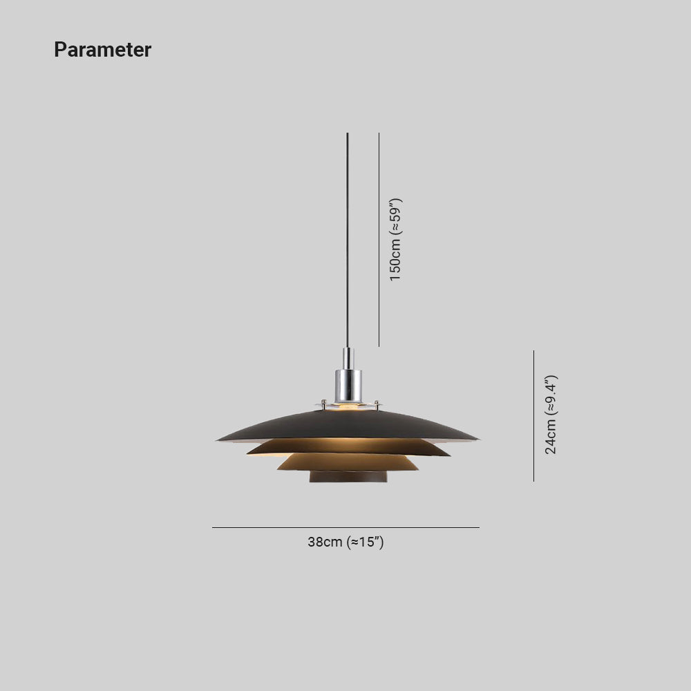 Morandi metal pendant light dimensions, 38cm wide, 24cm height