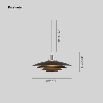 Morandi metal pendant light dimensions, 38cm wide, 24cm height