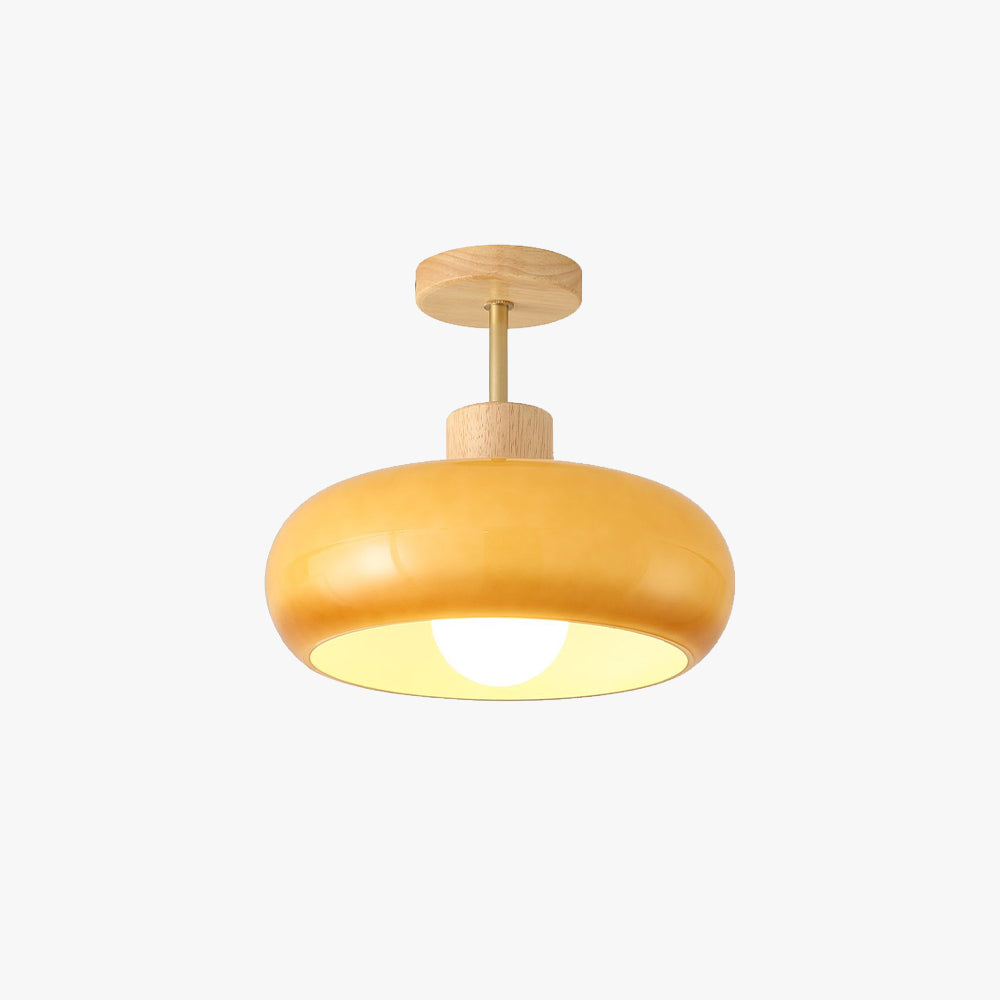Hailie Flush Mount Ceiling Light - Wood and Glass