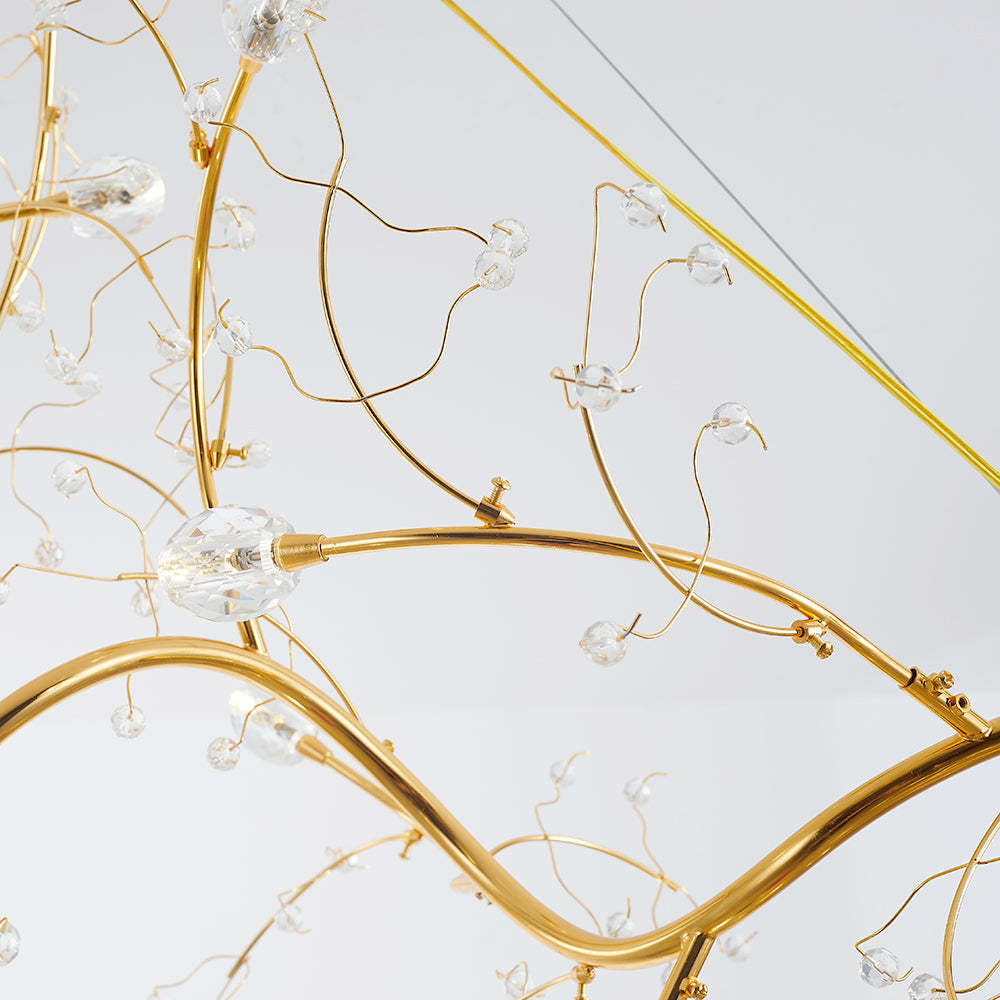 Olivia gold branch pendant light detail, crystal accents