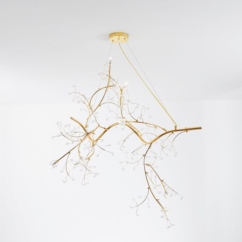 Gold Crystal Branch Pendant Light for Living Room