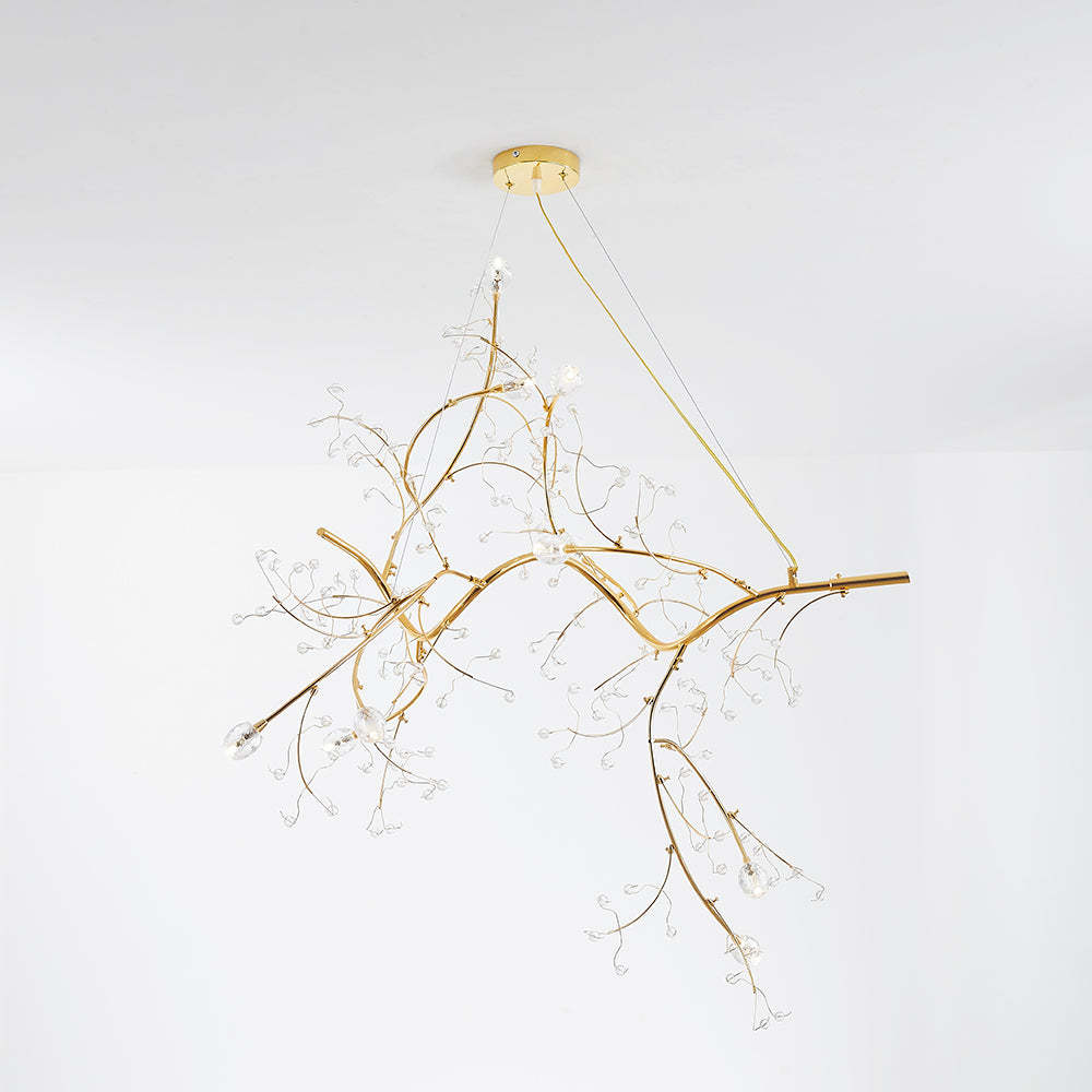 Gold Crystal Branch Pendant Light for Living Room