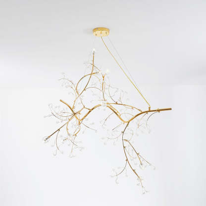 Gold Crystal Branch Pendant Light for Living Room