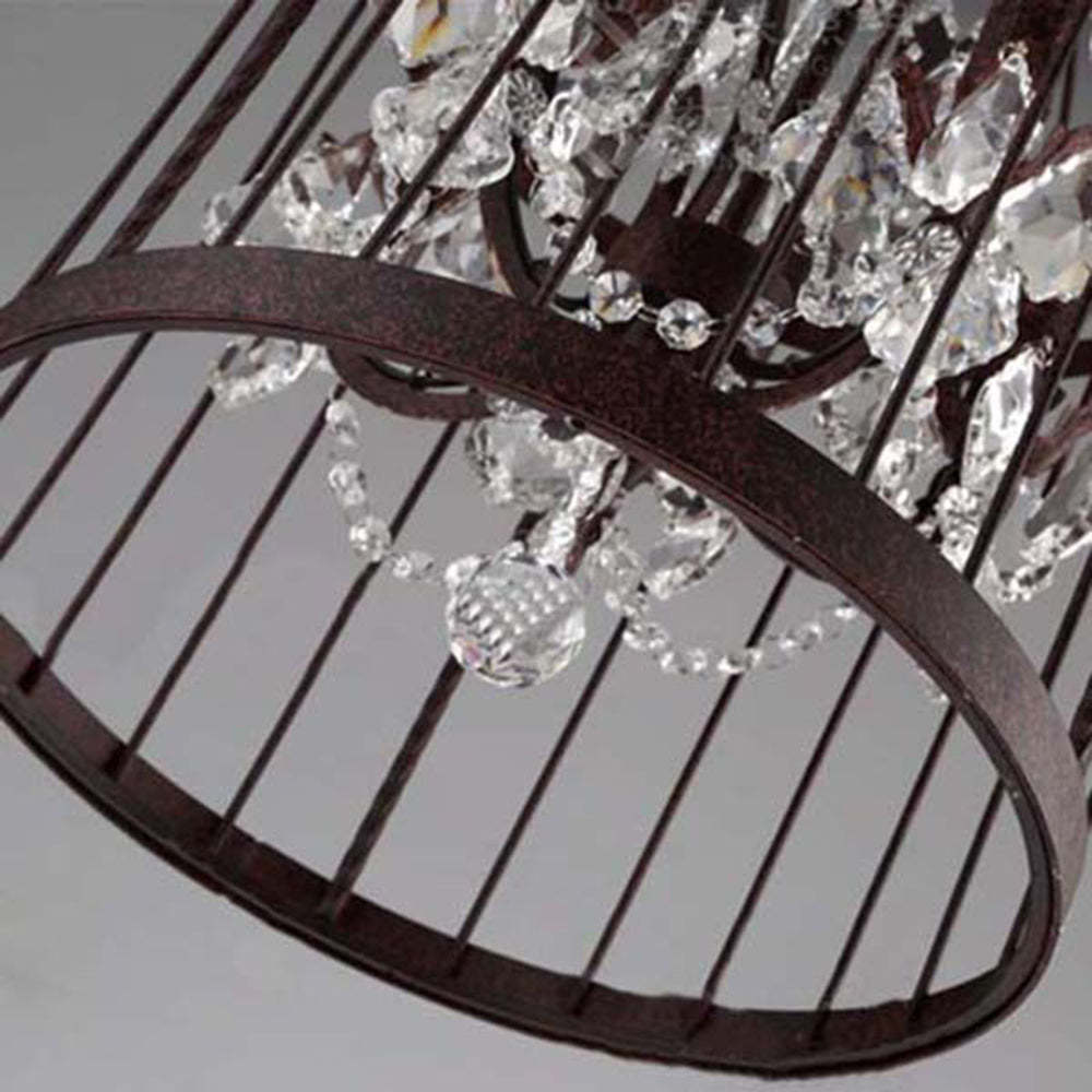 Cooley Birdcage Pendant Light rust finish with crystal accents