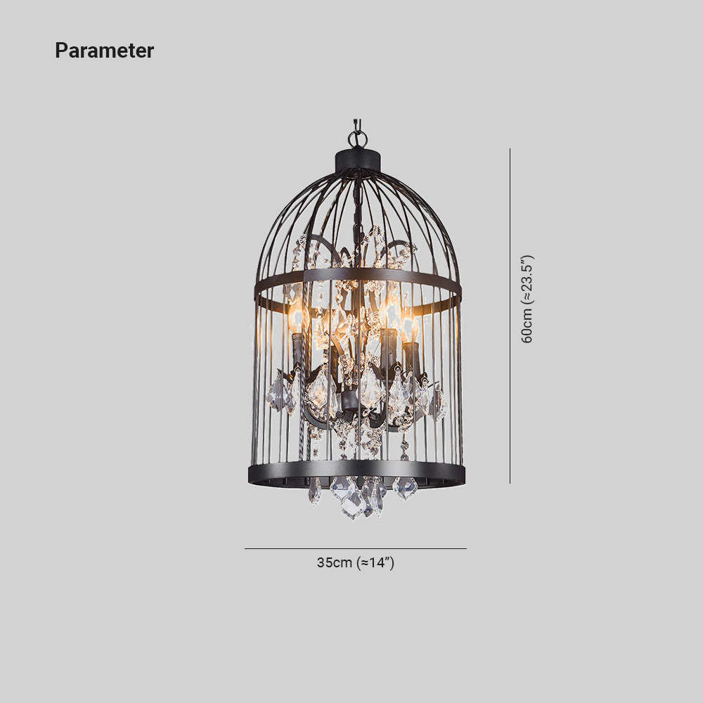Cooley Birdcage Pendant Light with Dimensions - 60cm x 35cm