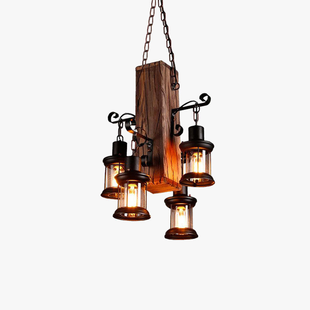 Austin Industrial Pendant Light with Glass and Metal Lanterns