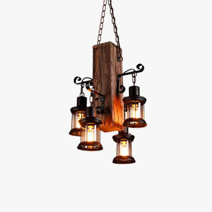 Austin Industrial Pendant Light with Glass and Metal Lanterns