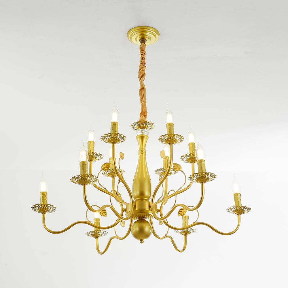 Gold Marilyn chandelier with candle-style bulbs