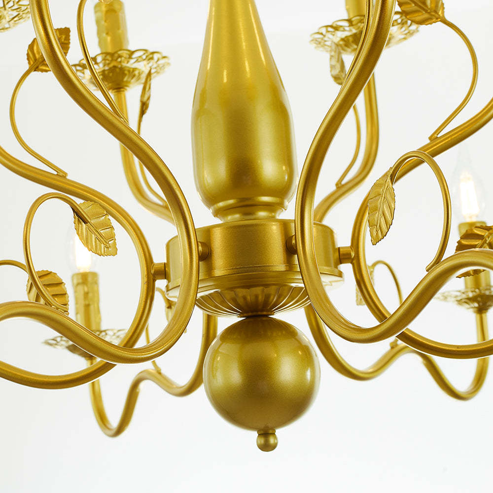 Gold Marilyn Chandelier Detail with Leaf Accents