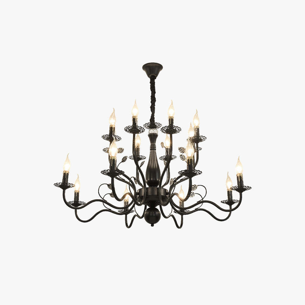 Marilyn Antique Candle Crystal Metal Chandelier, Black