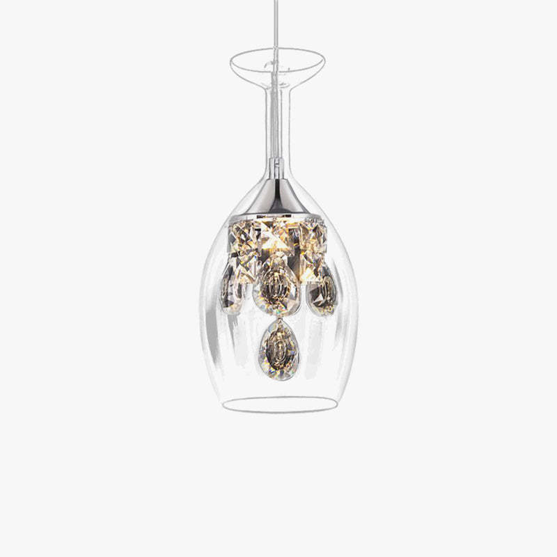 Kristy Modern Wine Glass Pendant Light with Crystal Details
