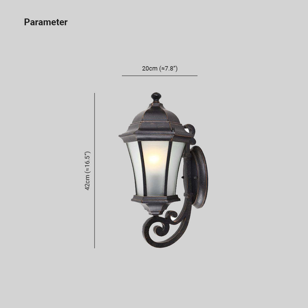 Alessio Vintage Lantern Outdoor Wall Lamp Dimension Alessio Vintage Lantern Metal Glass Outdoor Wall Lamp
