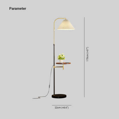 Ozawa Pleated Metal Floor Lamp With Shelves -