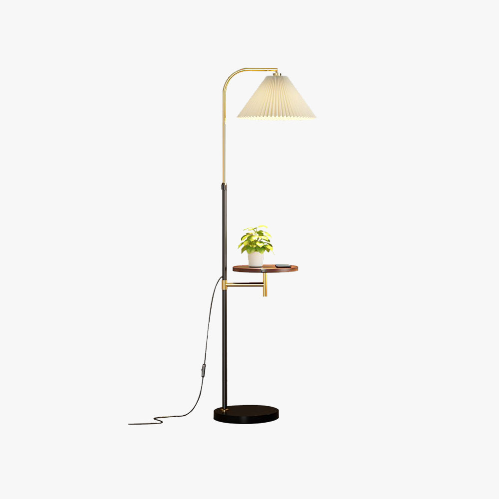 Ozawa Pleated Metal Floor Lamp With Shelves -