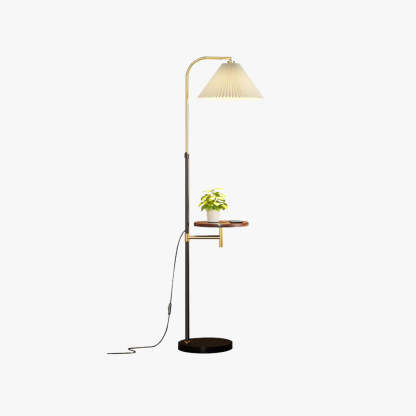 Ozawa Pleated Metal Floor Lamp With Shelves -