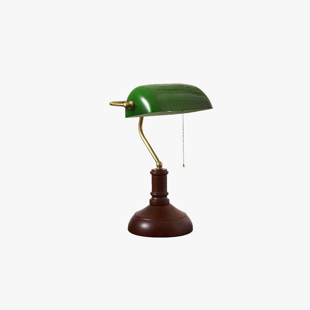 Alessio Retro Table Lamp with green glass shade.
