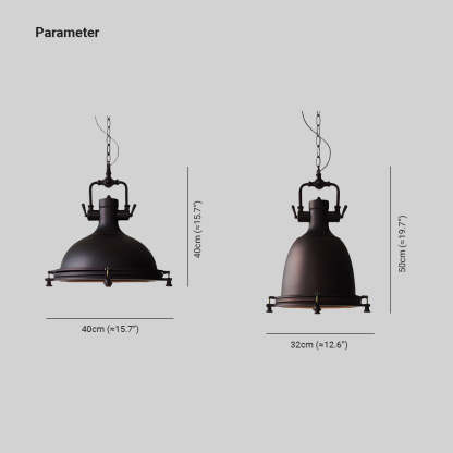 Dimensions of Alessio rustic metal pendant light