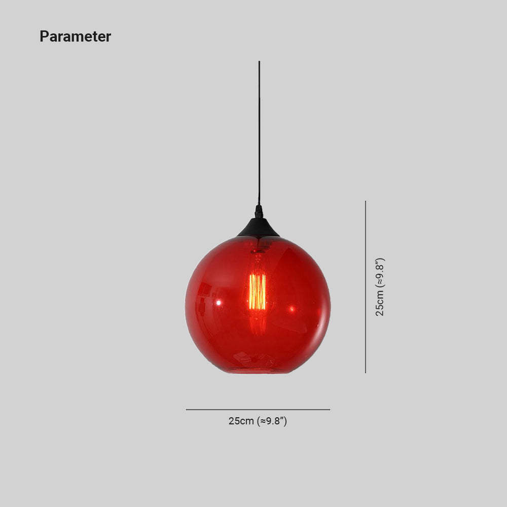 Hailie Red Glass Pendant Light Dimensions