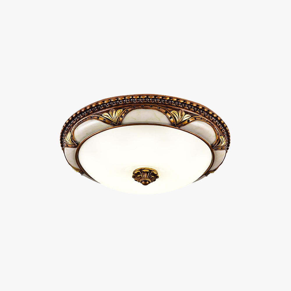Alessio Floral Flush Mount Ceiling Light - Antique Brass Finish