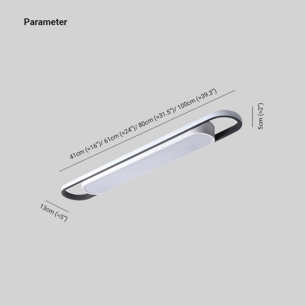 Quinn Minimalist Linear Flush Mount Ceiling Light, Dimensions
