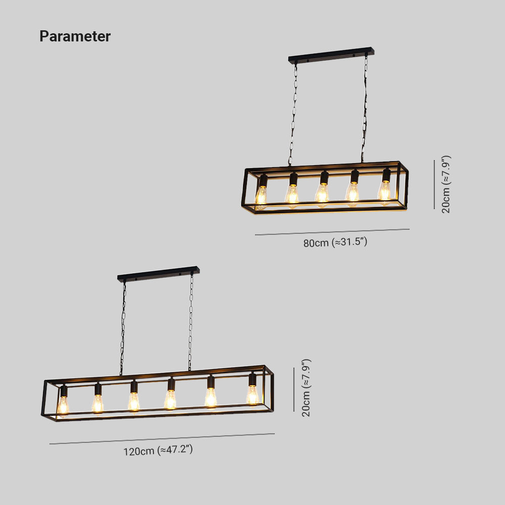 Alessio Rectangle Pendant Light Dimensions