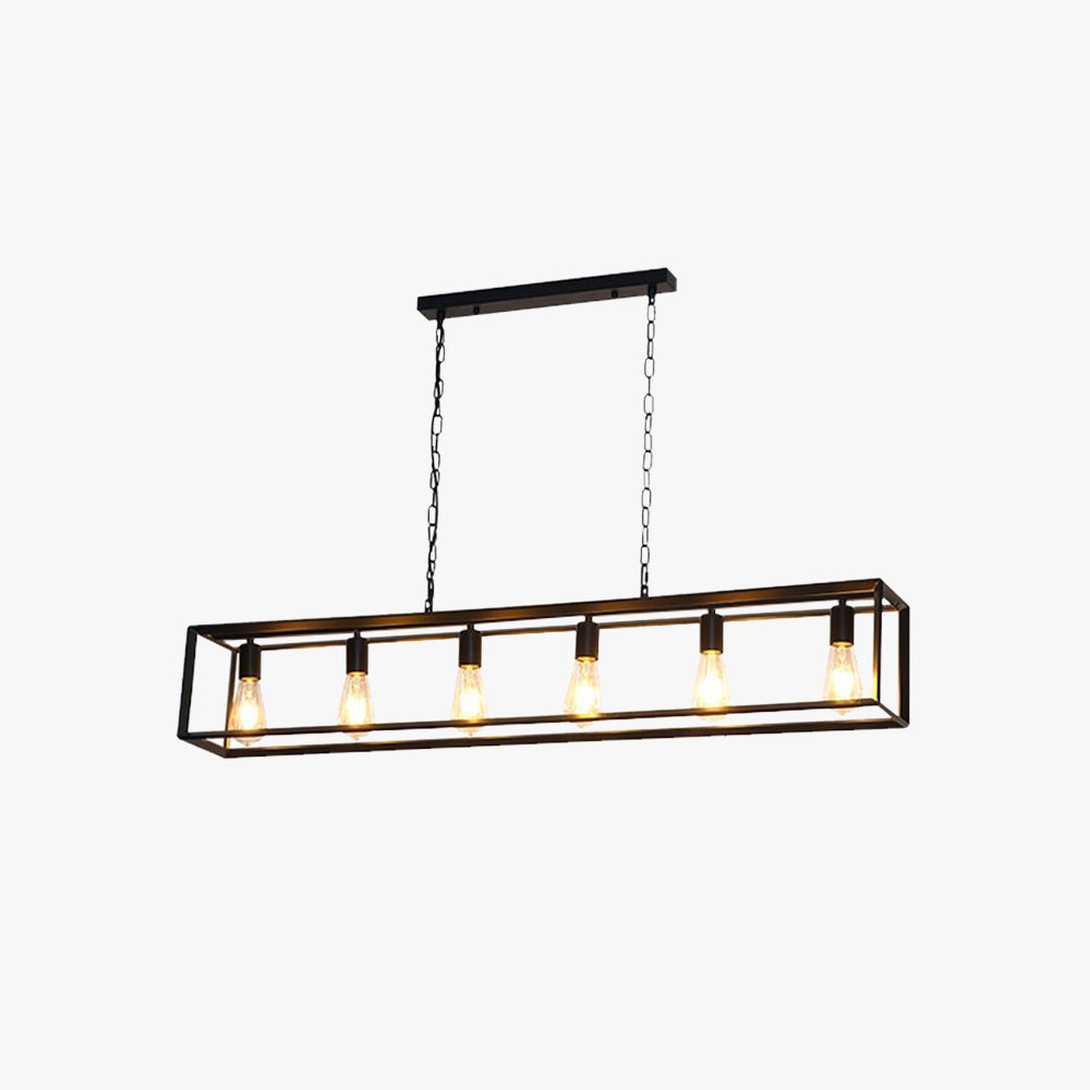 Alessio Rectangle Pendant Light - Brass & 6 Heads
