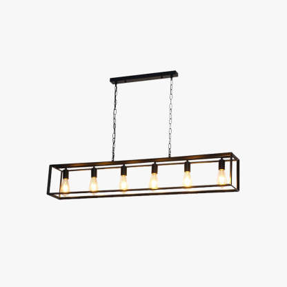 Alessio Rectangle Pendant Light - Brass & 6 Heads