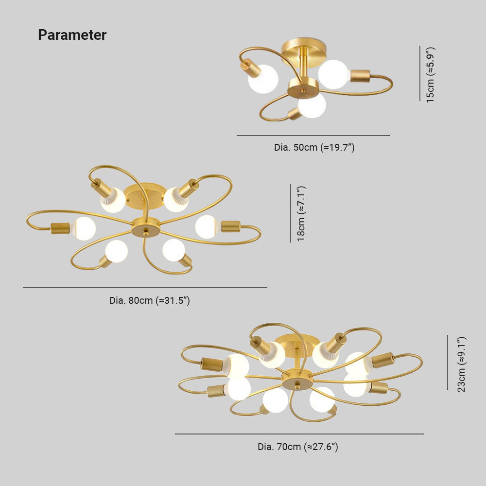 Valentina modern metal flush mount ceiling light dimensions