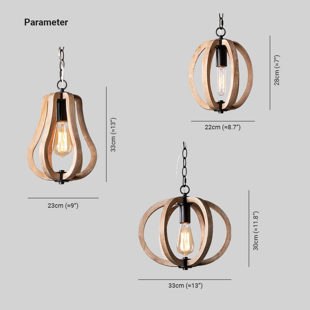 Orb Wood Pendant Light Dimensions