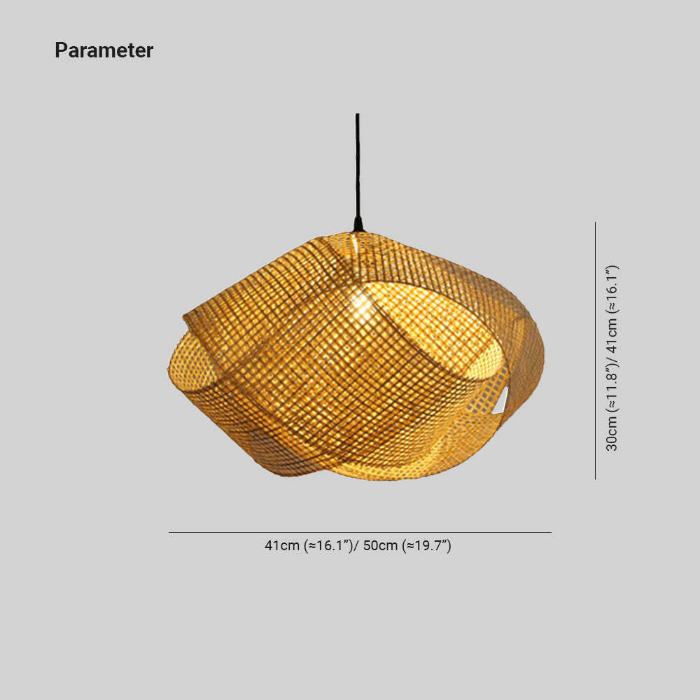 Ritta Modern Twist Rattan Pendant Light Dimensions