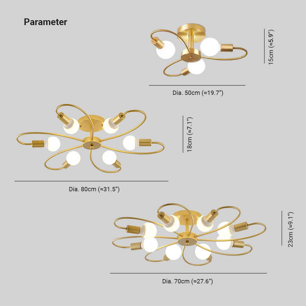 Valentina modern metal flush mount ceiling light dimensions