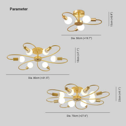Valentina modern metal flush mount ceiling light dimensions