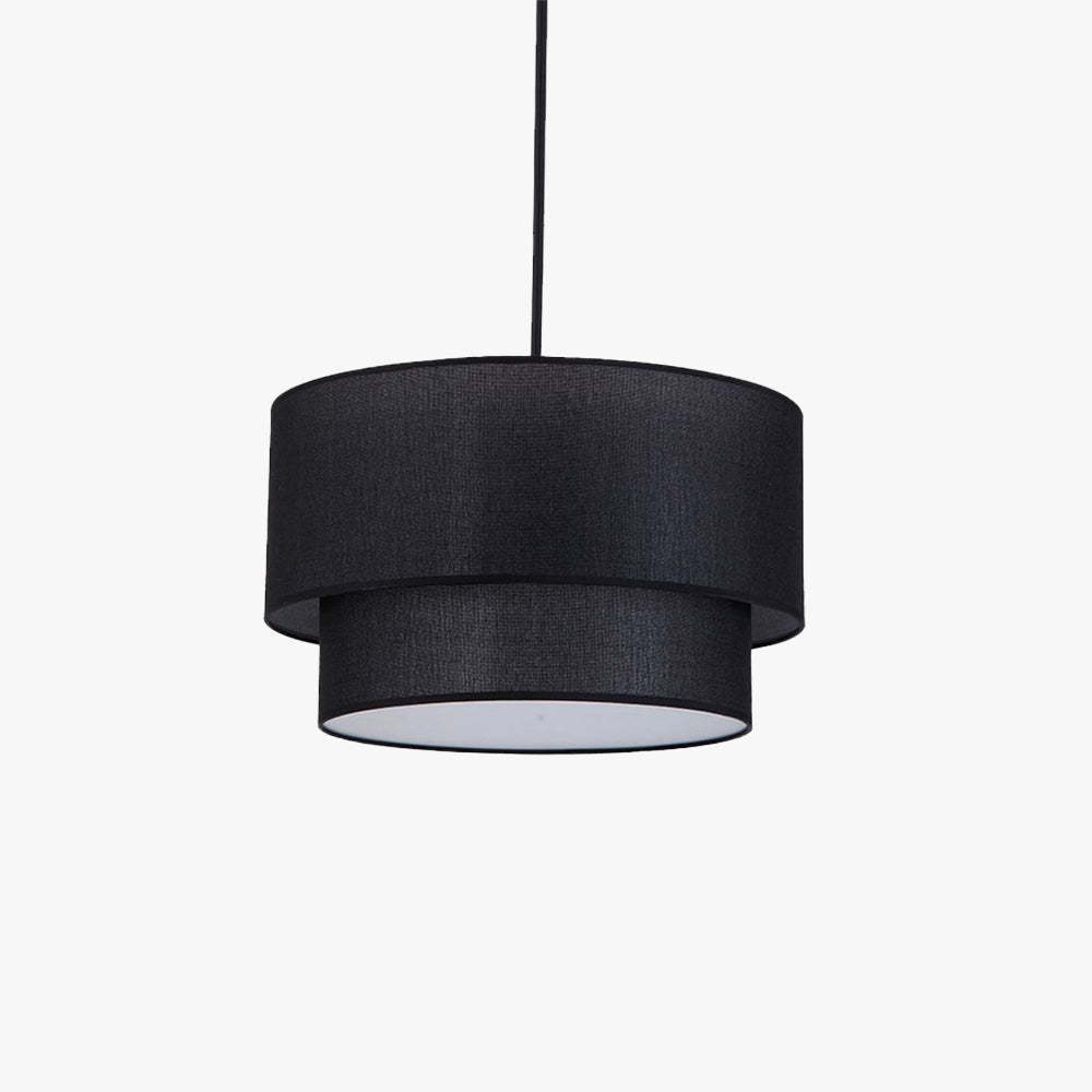 Renée Modern Dual Drum Black Fabric Pendant Light