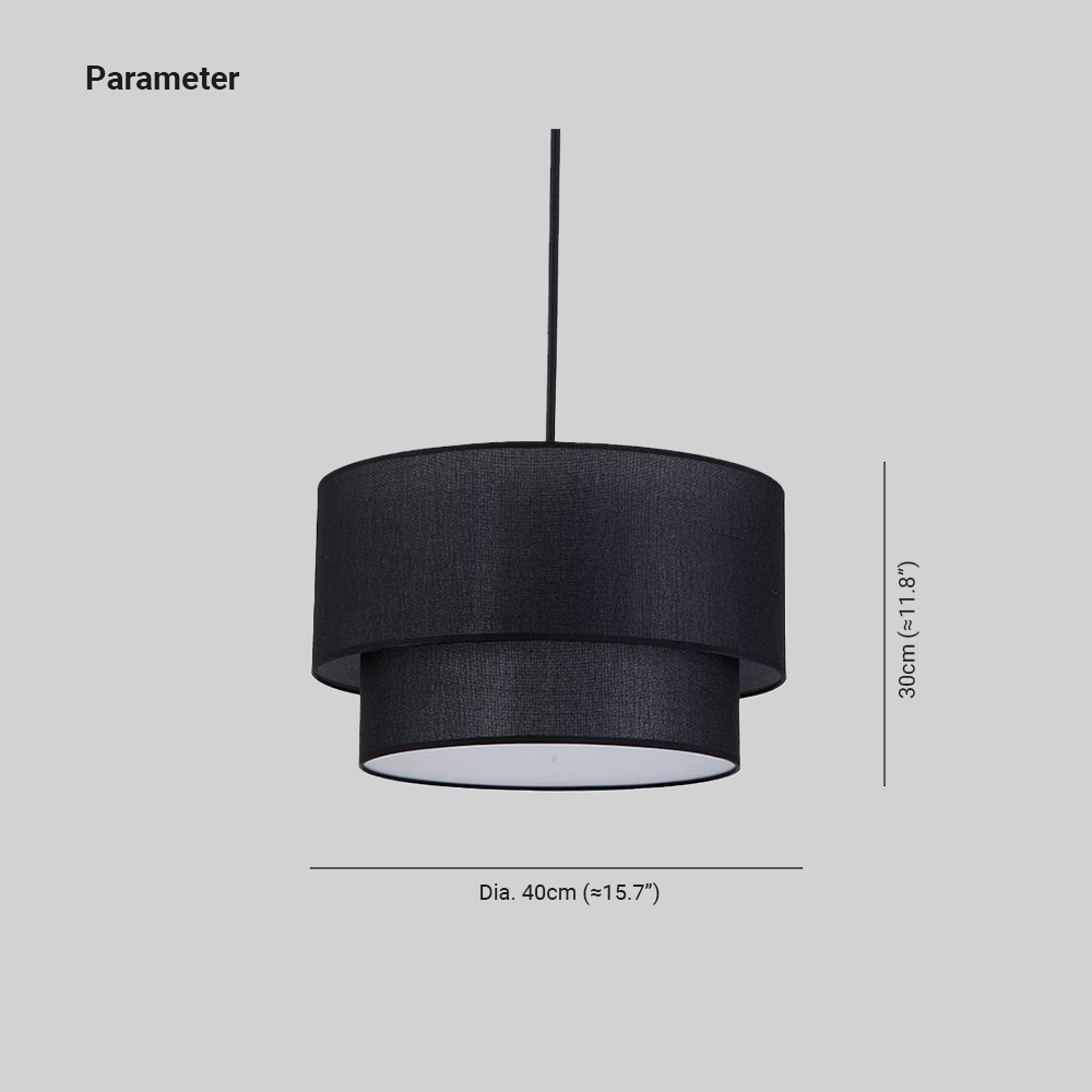 Renée Pendant Light dimensions: 40cm x 30cm, Black fabric shade