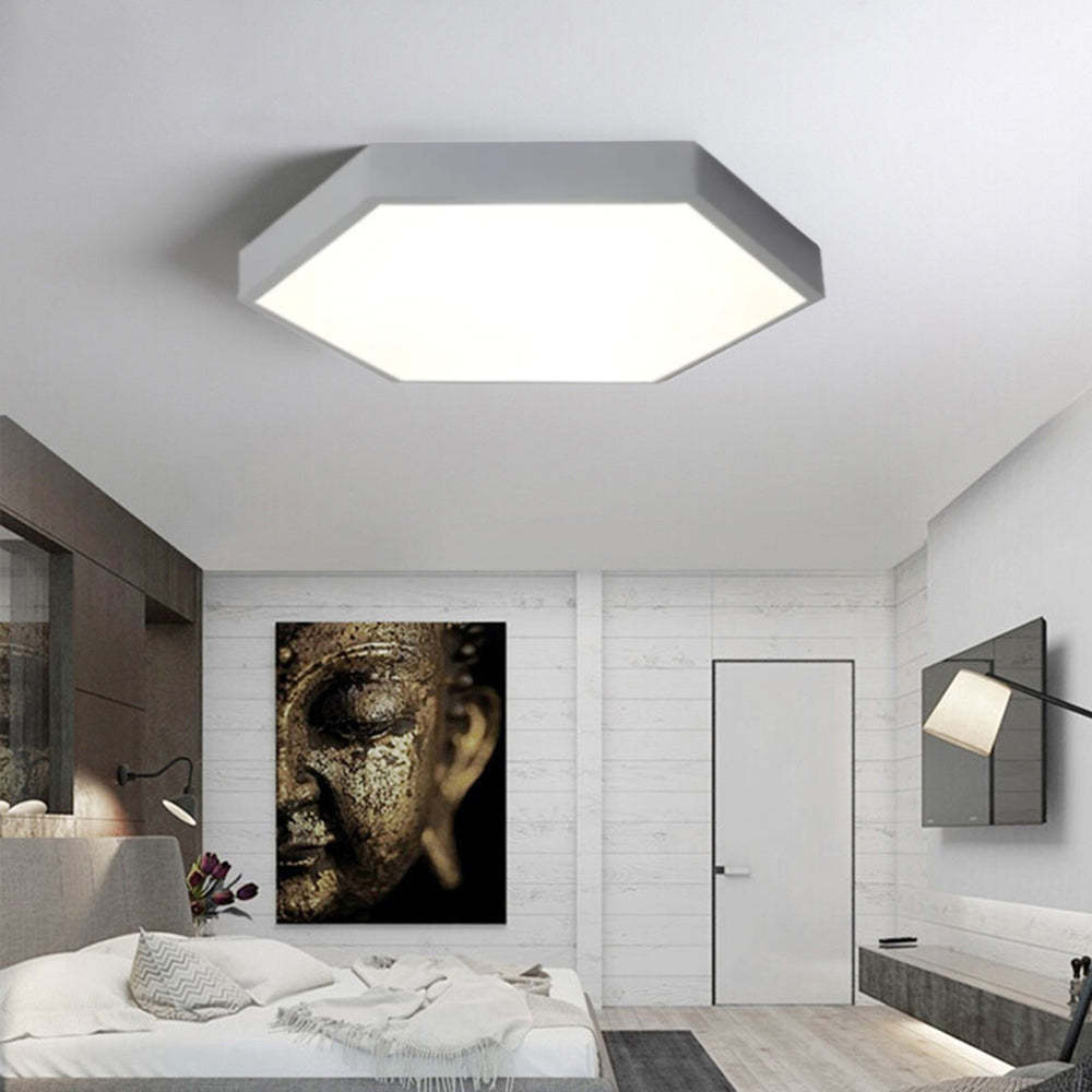 Modern Hexagon LED Ceiling Light in Bedroom