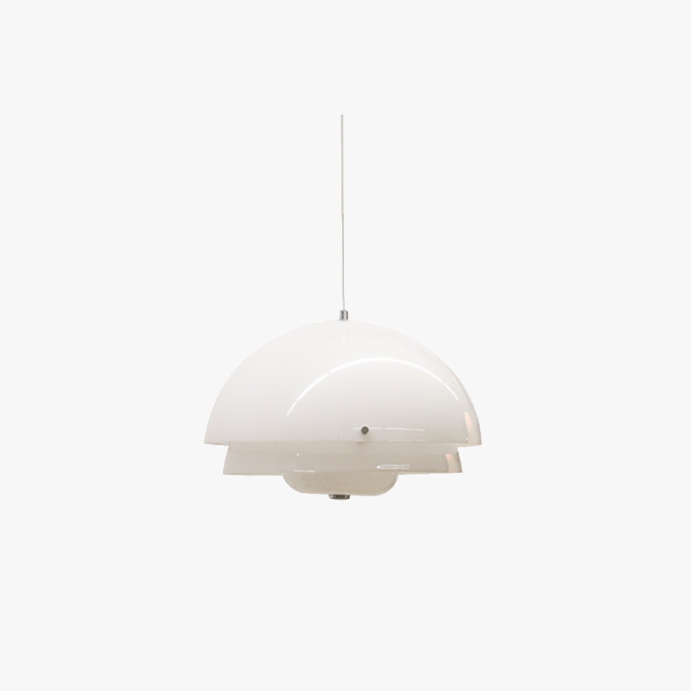 Hailie Dome Pendant Light - Modern White Metal & Glass Fixture