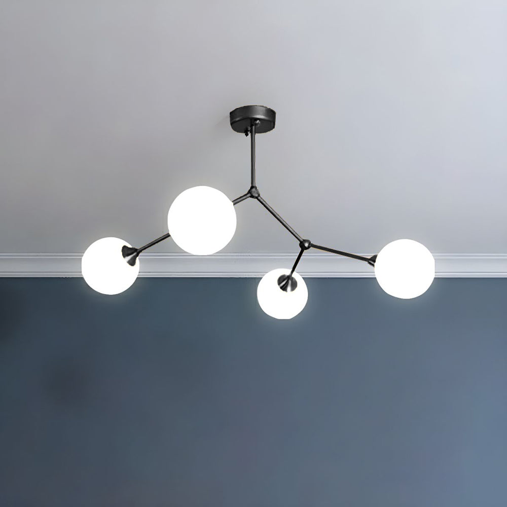 Valentina Modern Chandelier 4-Light Black Finish, Bedroom Lighting