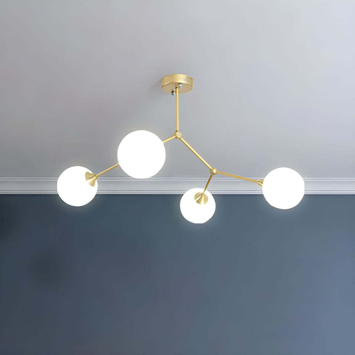 Modern gold chandelier with bubble glass shades