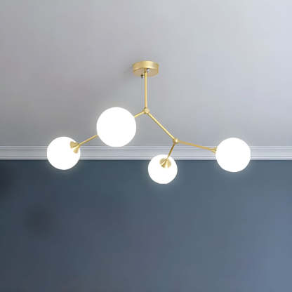 Modern gold chandelier with bubble glass shades