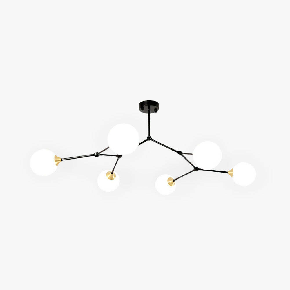 Valentina Modern Glass Bubble Chandelier, black and gold finish