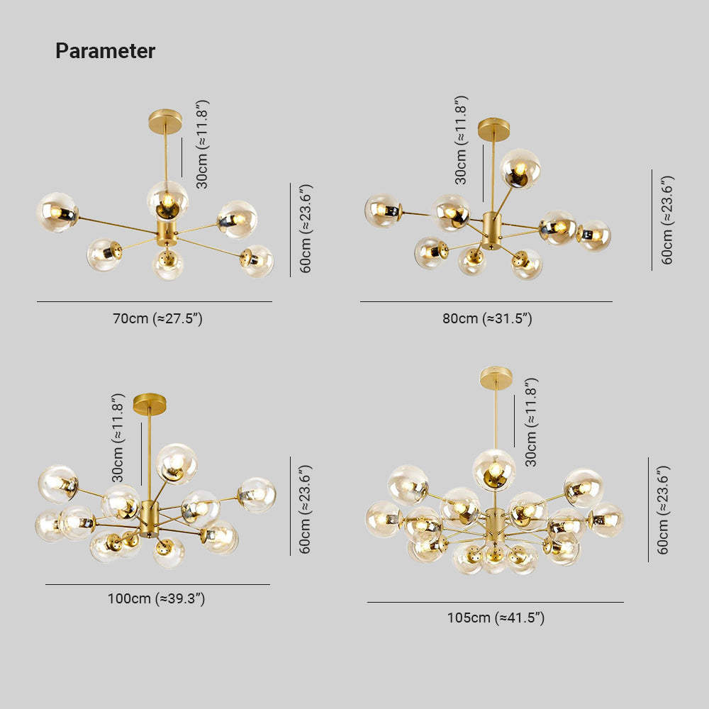 Valentina gold pendant light dimensions