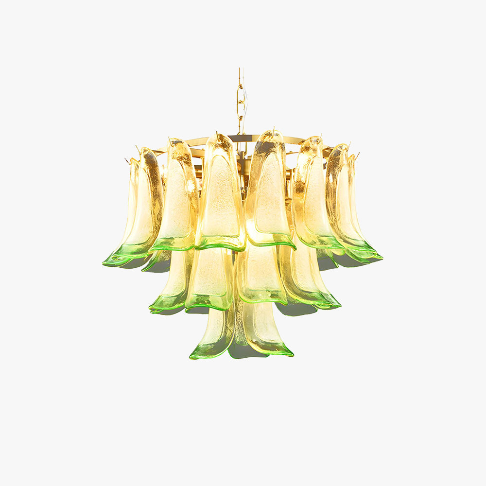 Marilyn Modern 3-Tier Green Stained Glass Chandelier