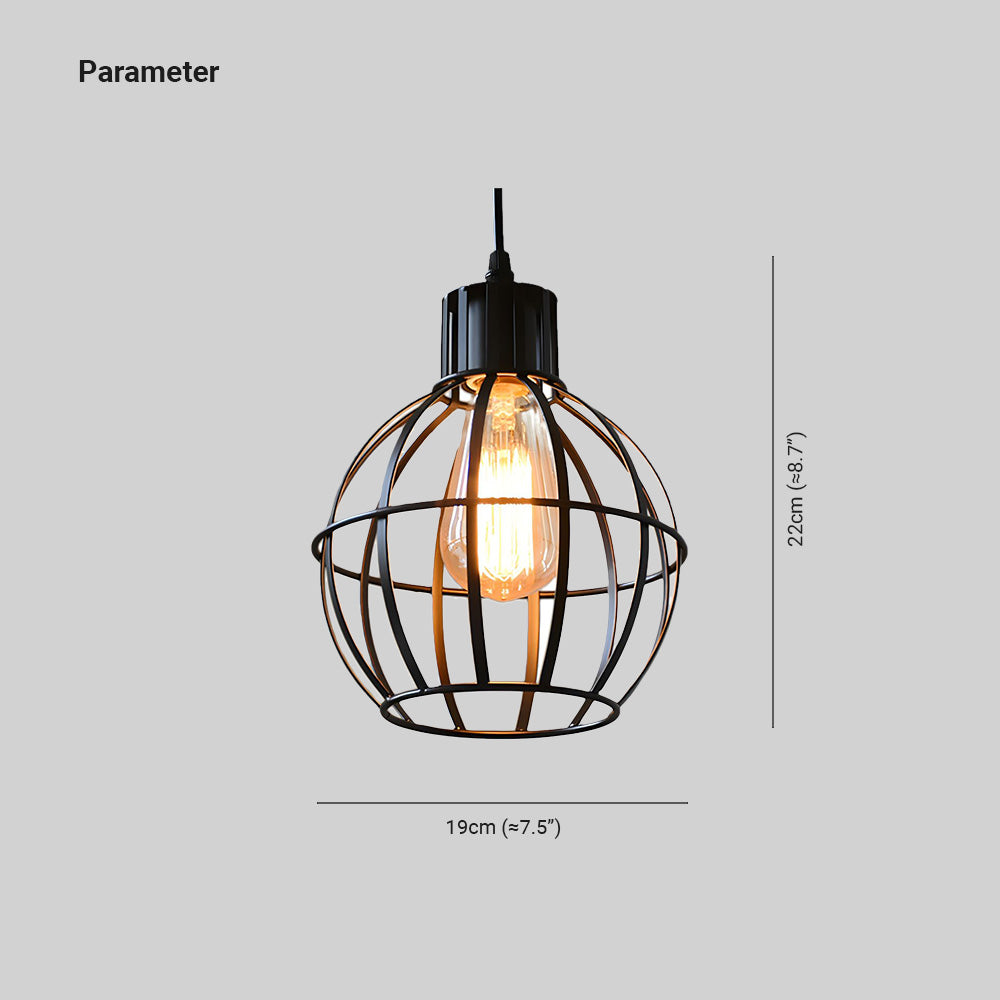 Alessio black metal cage pendant light dimensions