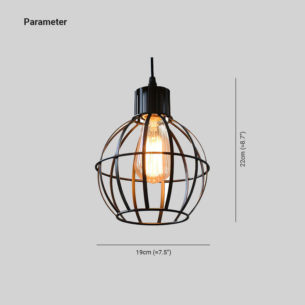 Alessio black metal cage pendant light dimensions