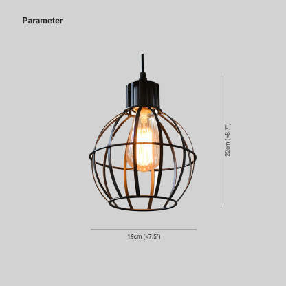 Alessio black metal cage pendant light dimensions