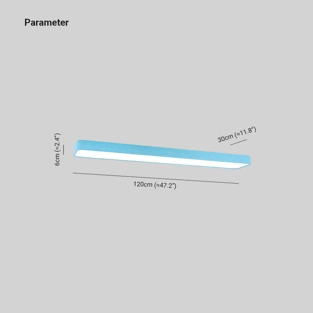 Edge Modern Linear Ceiling Light Dimensions, blue color