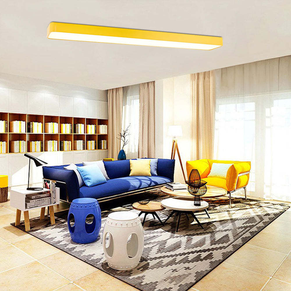 Yellow Edge Modern Linear Ceiling Light in Living Room