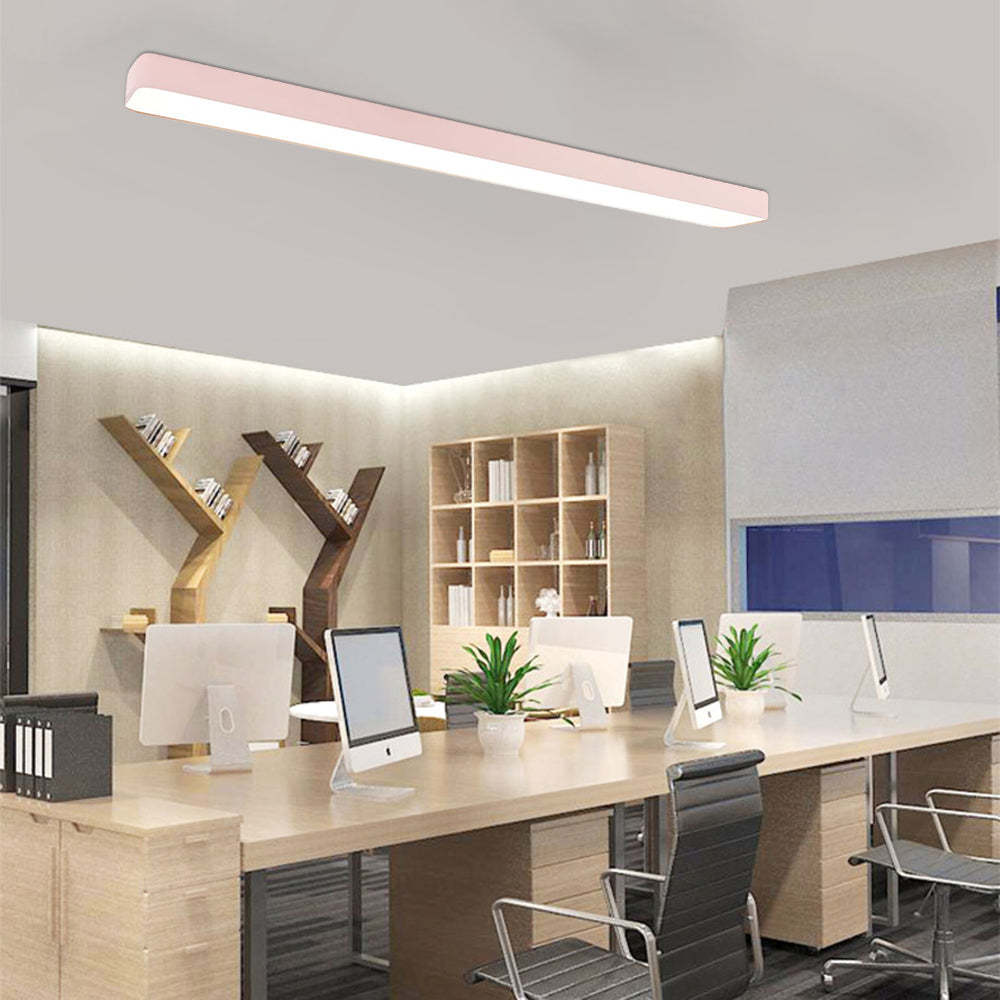 Pink Edge Linear Ceiling Light in Modern Office