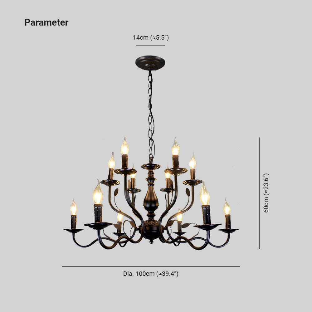 Transitional Candle Chain Chandelier dimensions, 100cm diameter, 60cm height